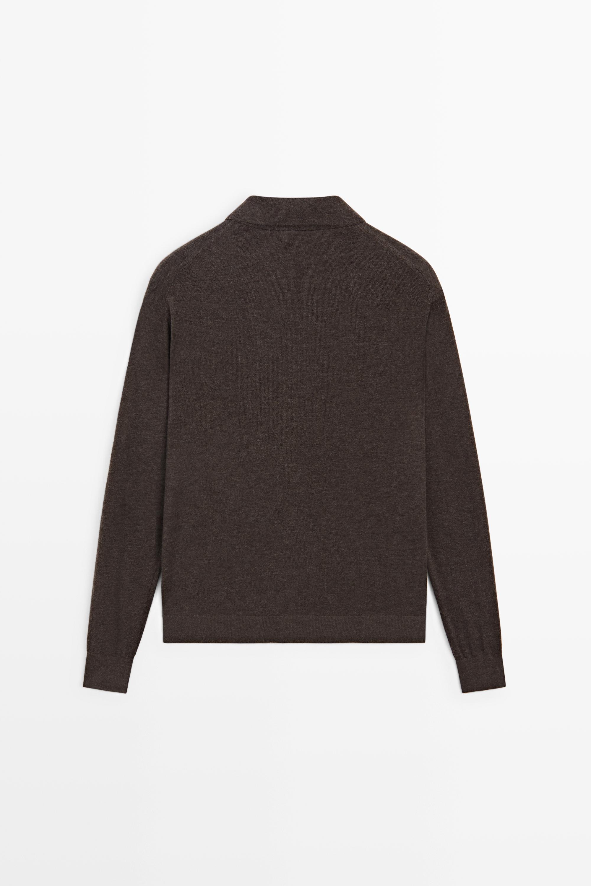 Wool blend quarter-zip knit sweater